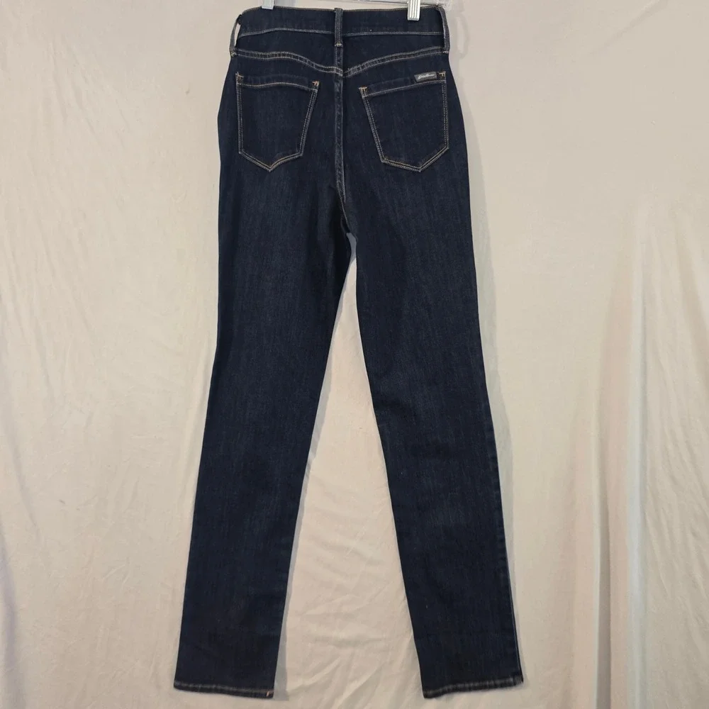 Eddie Bauer Slim Straight Jeans 0 Womens Dark Travex Sorbtek High Rise Curvy
